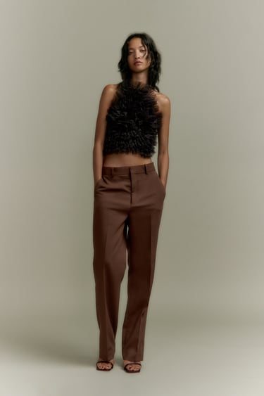 Image 0 of TULLE HALTER NECK KNIT TOP from Zara