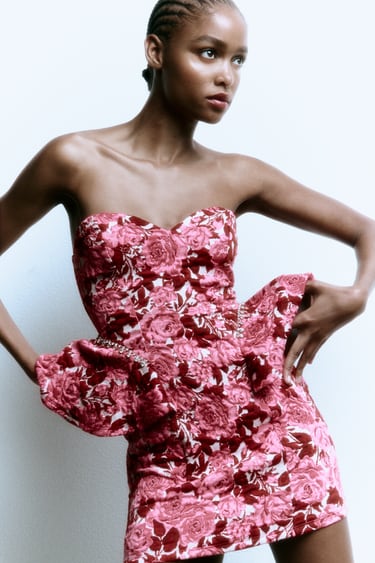 Image 0 of FLORAL JACQUARD DRESS from Zara
