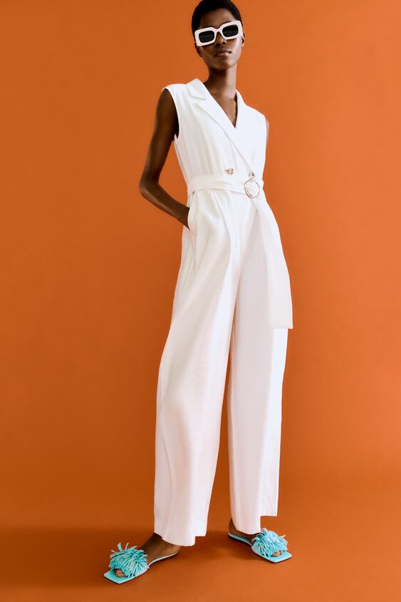 Firefighter Sanders Committee BELTED WRAP JUMPSUIT - Oyster White | ZARA United States