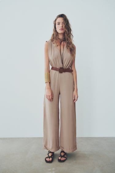 Image 0 of WRAP JUMPSUIT WITH BELT from Zara