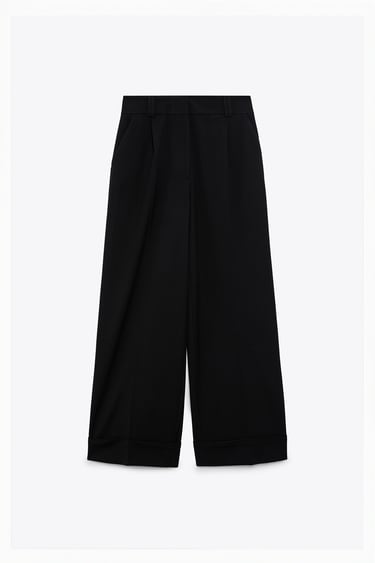 Image 0 of STRAIGHT-LEG TROUSERS WITH TURN-UP HEMS from Zara