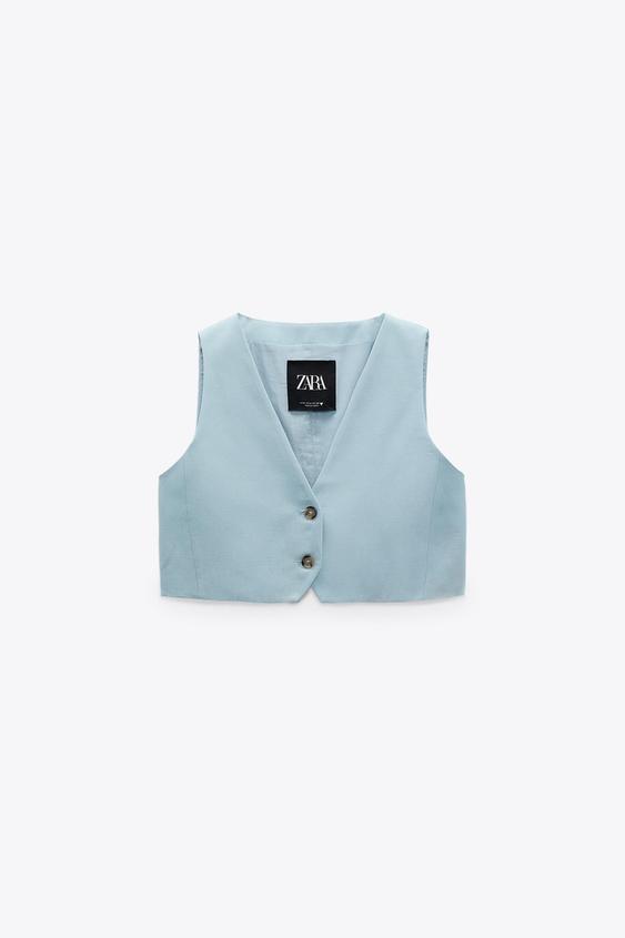 zara blue waistcoat