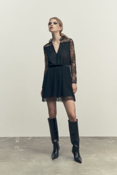 Image 0 of SHORT LACE DRESS from Zara