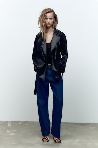 Image 0 of FAUX LEATHER SHORT JACKET from Zara