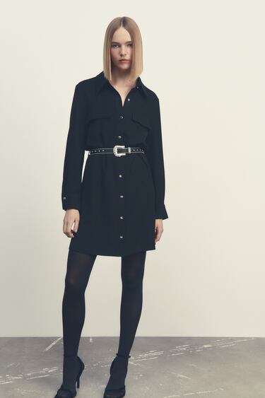 Image 0 of SHIRT DRESS WITH BELT from Zara