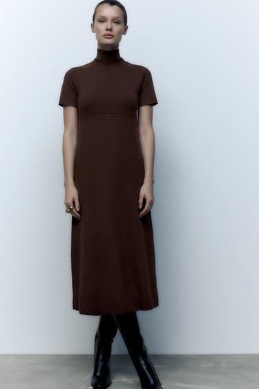 ハイネック ニット ワンピース チョコレート Zara Japan 日本 ハイネック ニット ワンピース チョコレート Zara Japan 日本