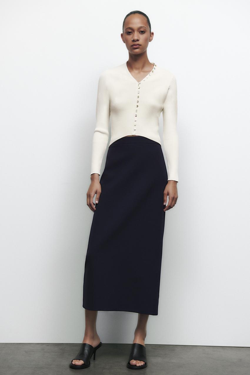 Buttoned knit top zara