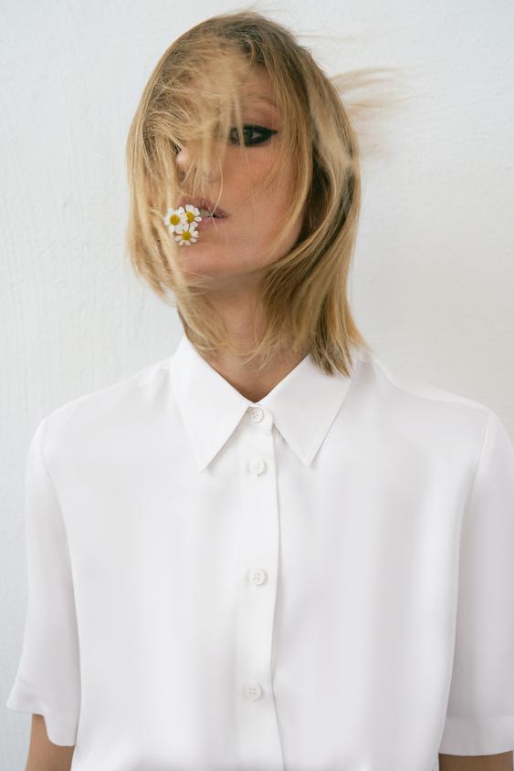 CAMISA SATINADA ABERTURAS - Blanco roto | ZARA España