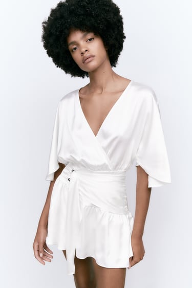 Image 0 of SATIN EFFECT SHORT JUMPSUIT from Zara