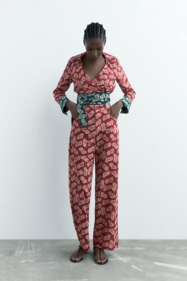 Image 0 of LONG PRINTED TROUSERS from Zara