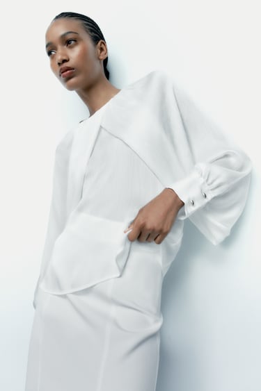 Image 0 of SATIN BLOUSE WITH PUFF SLEEVES from Zara