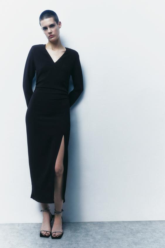 Zara black dress v neck Clearance