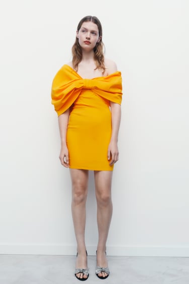 Image 0 of ASYMMETRIC DRESS WITH BOW from Zara