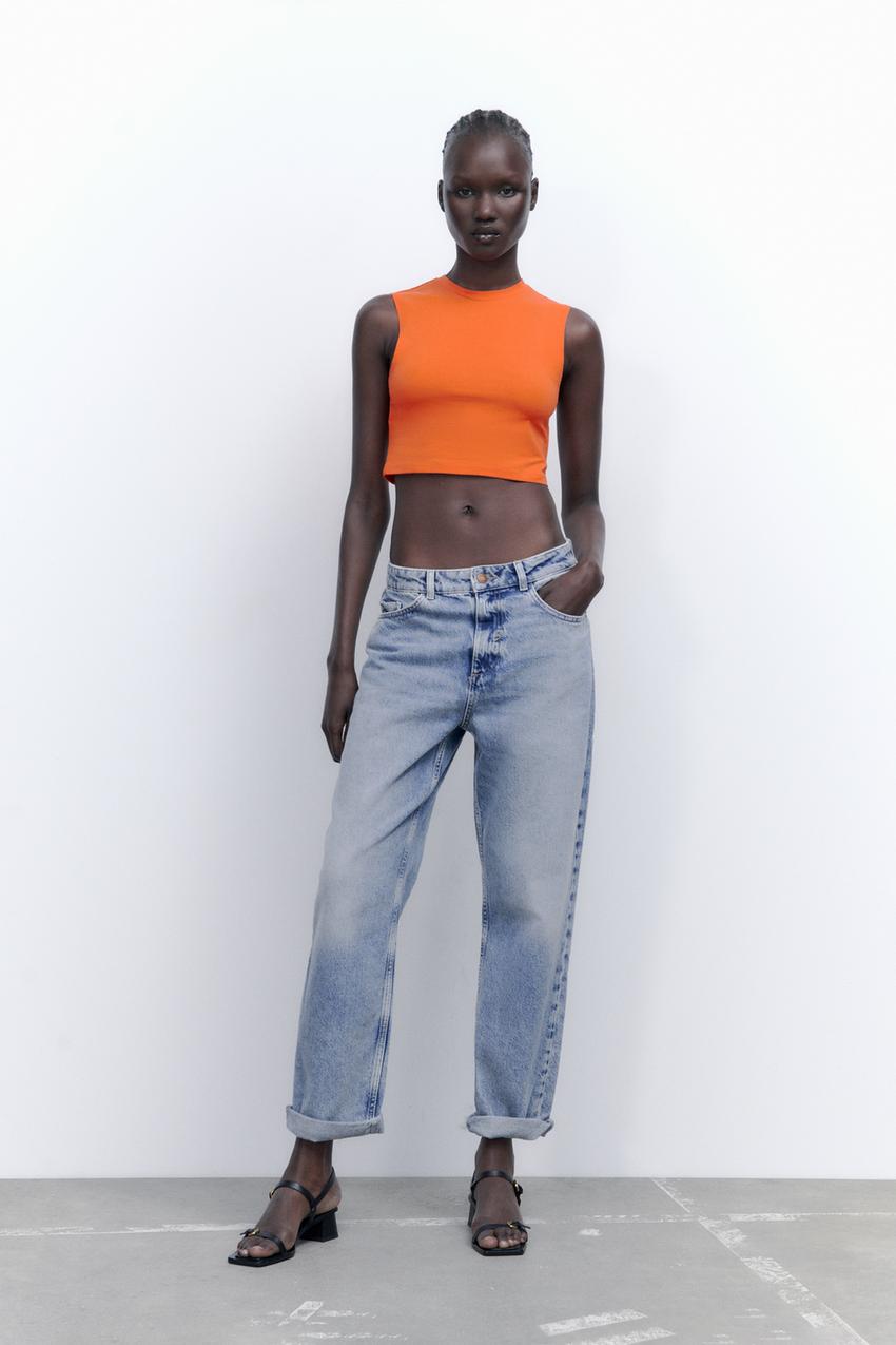 Orange crop top zara Clearance