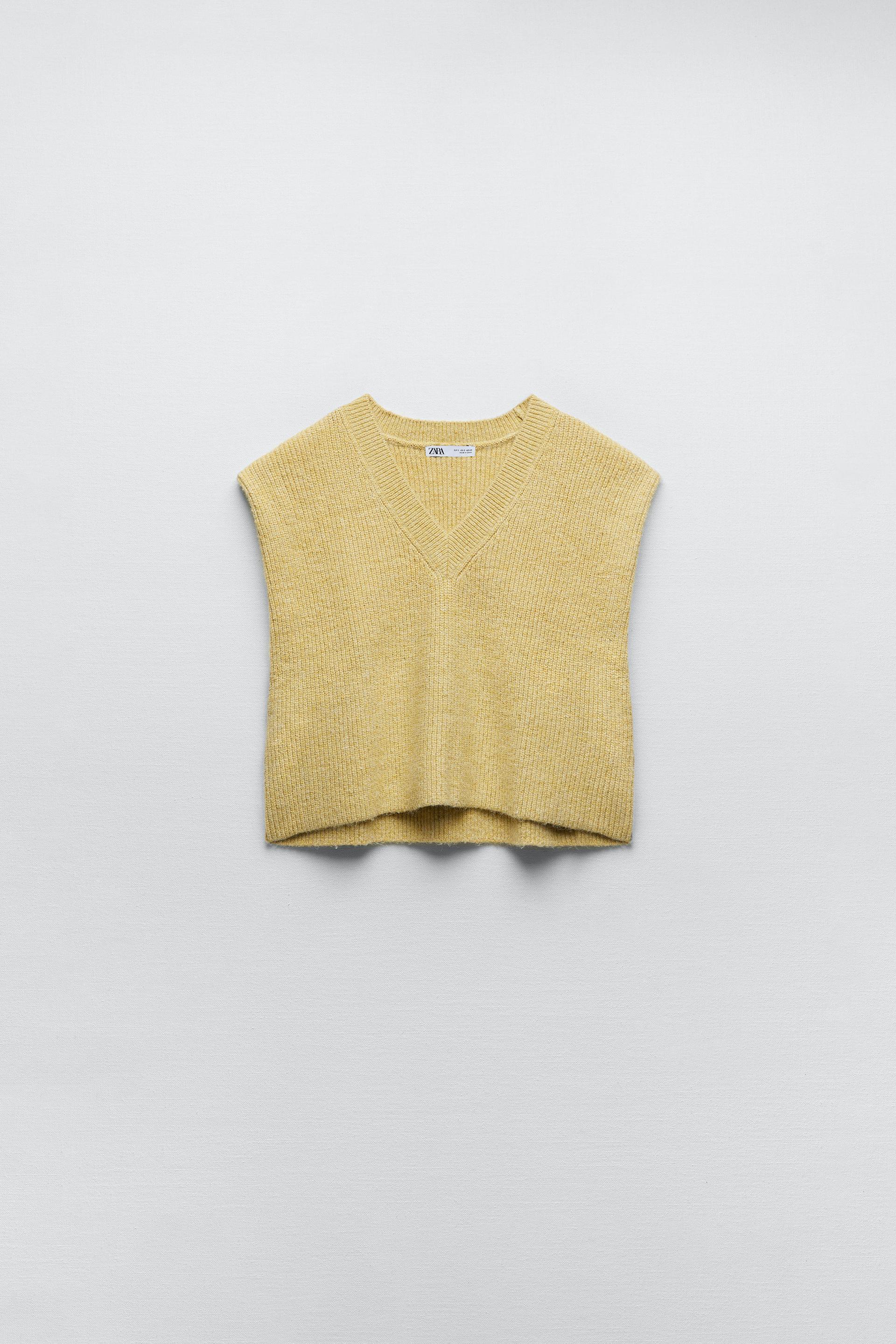 V-NECK KNIT VEST - Washed green | ZARA 