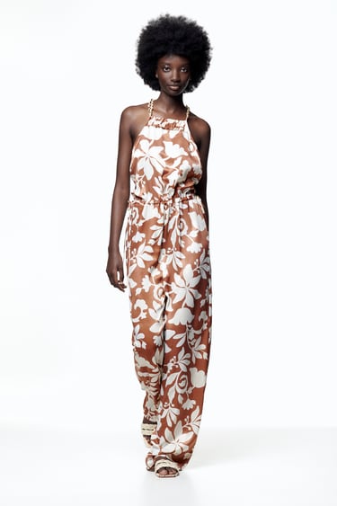 Image 0 of PRINTED JUMPSUIT WITH CHAIN from Zara