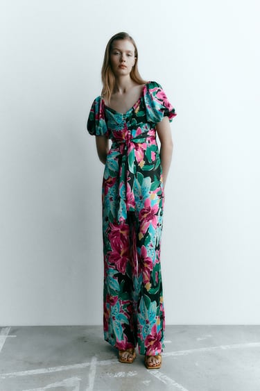 Image 0 of FLORAL PRINT JUMPSUIT from Zara