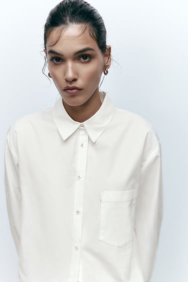 Image 0 of POPLIN SHIRT WITH CONTRAST TOPSTITCHING from Zara