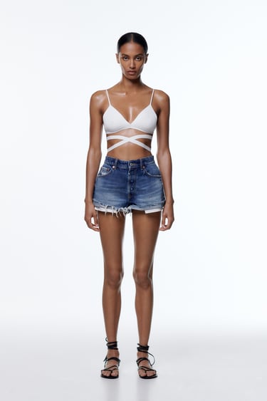 Image 0 of MID-RISE DENIM SHORTS from Zara