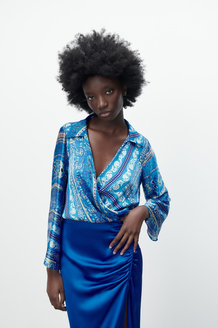 Scarf print shirt zara Clearance