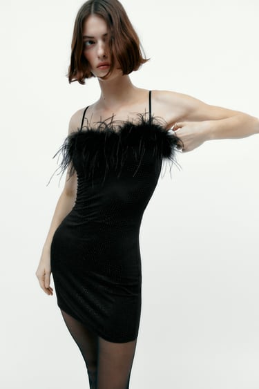 Image 0 of FEATHER AND RHINESTONE DRESS from Zara