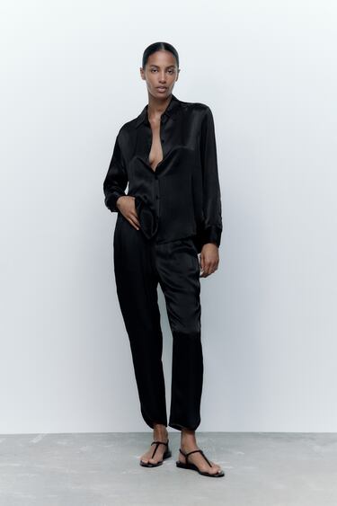 Image 0 of SATIN TROUSERS from Zara