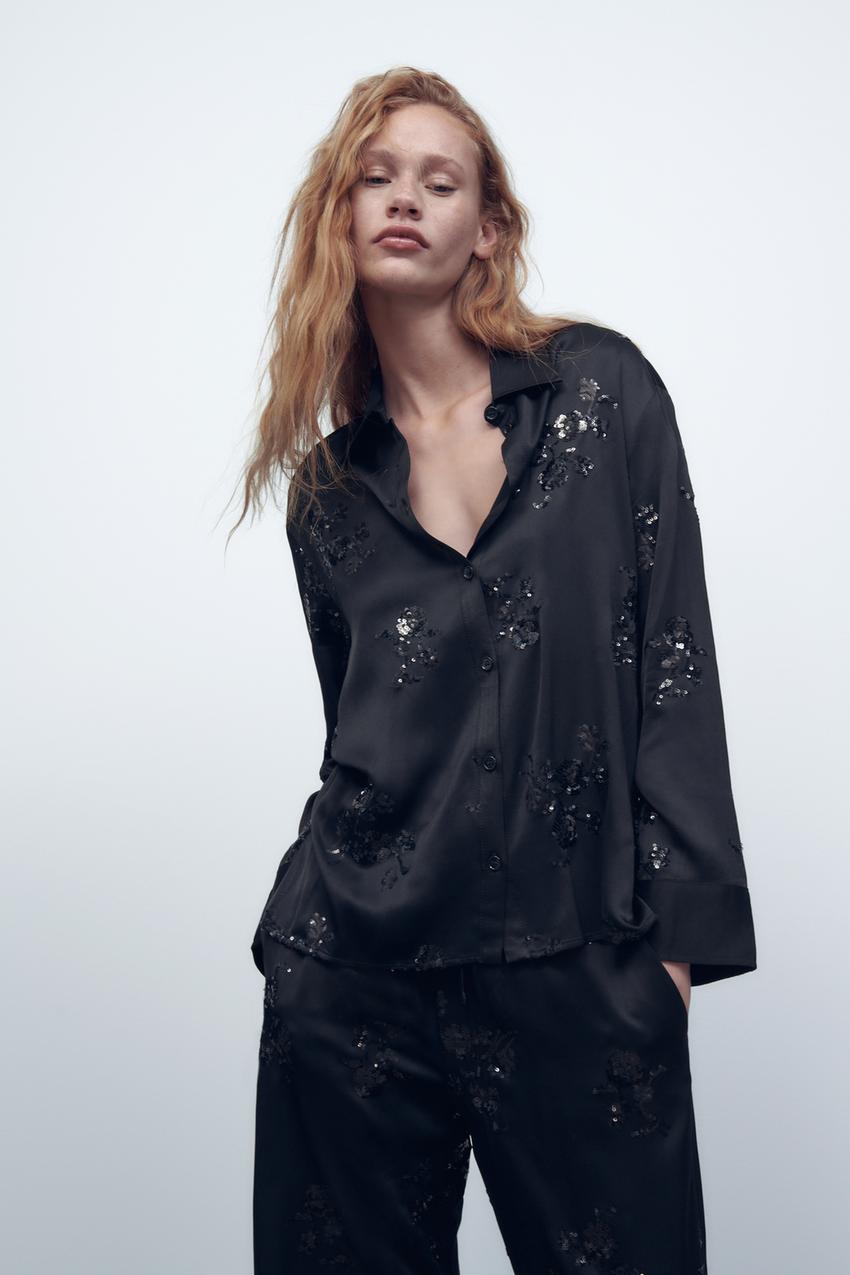 Zara sequin long shirt Clearance