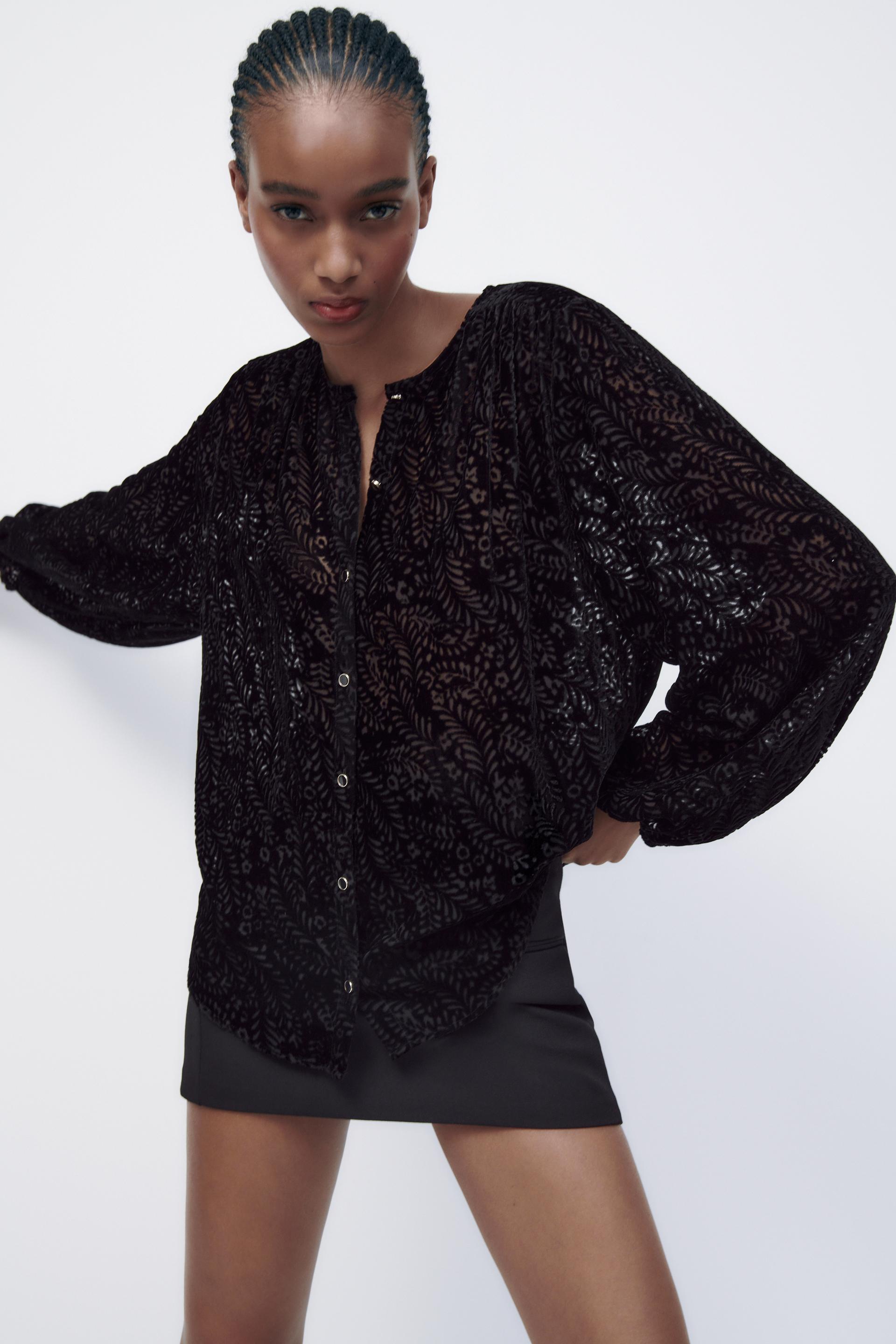 Zara contrast velvet shirt Clearance