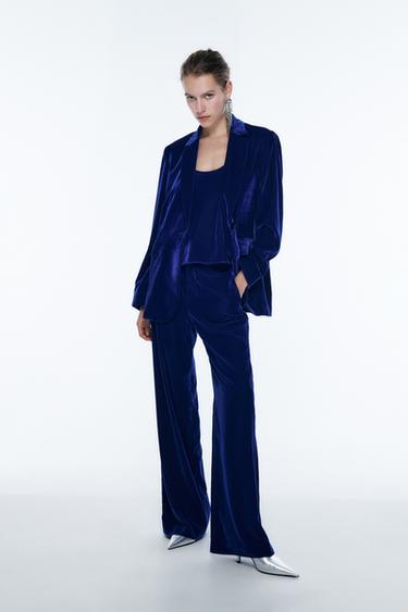 ベルベット素材ルーズシルエットパンツ ダイブルー Zara Japan 日本 ベルベット素材ルーズシルエットパンツ ダイブルー Zara Japan 日本