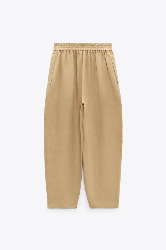 PANTALONI CARROT FIT DI LINO - cammello | ZARA Italia / Italy
