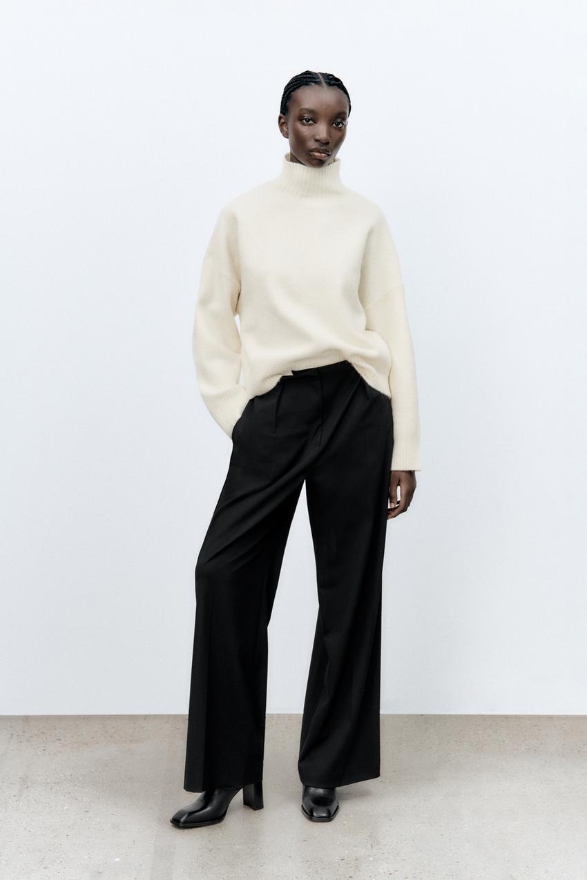 Zara wide leg trousers with darts Clearance