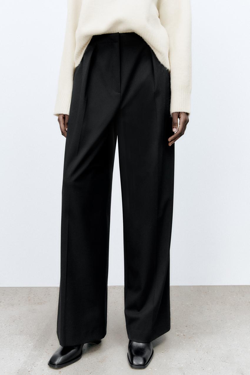 Zara wide leg trousers with darts Clearance