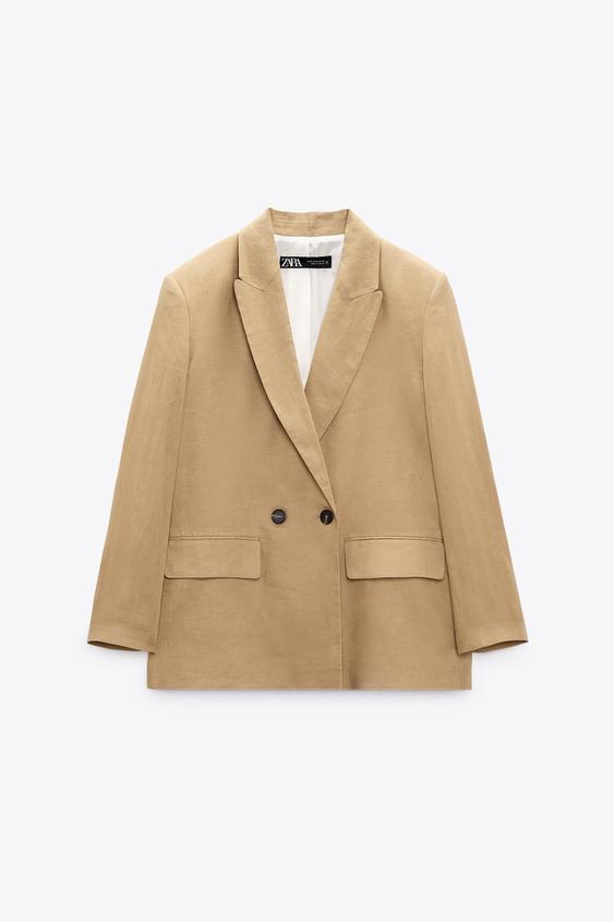 BLAZER OVERSIZE LINEN - sawo matang | ZARA Indonesia