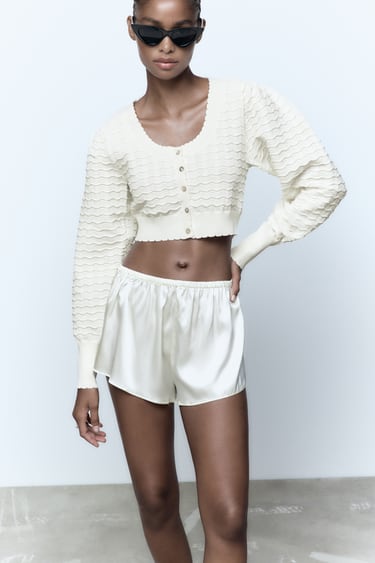 Image 0 of TEXTURED WEAVE KNIT CARDIGAN from Zara