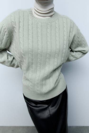 Image 0 of 100% CASHMERE CABLE KNIT SWEATER from Zara
