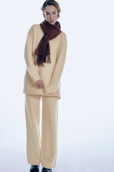 Image 0 of KNIT PALAZZO TROUSERS from Zara