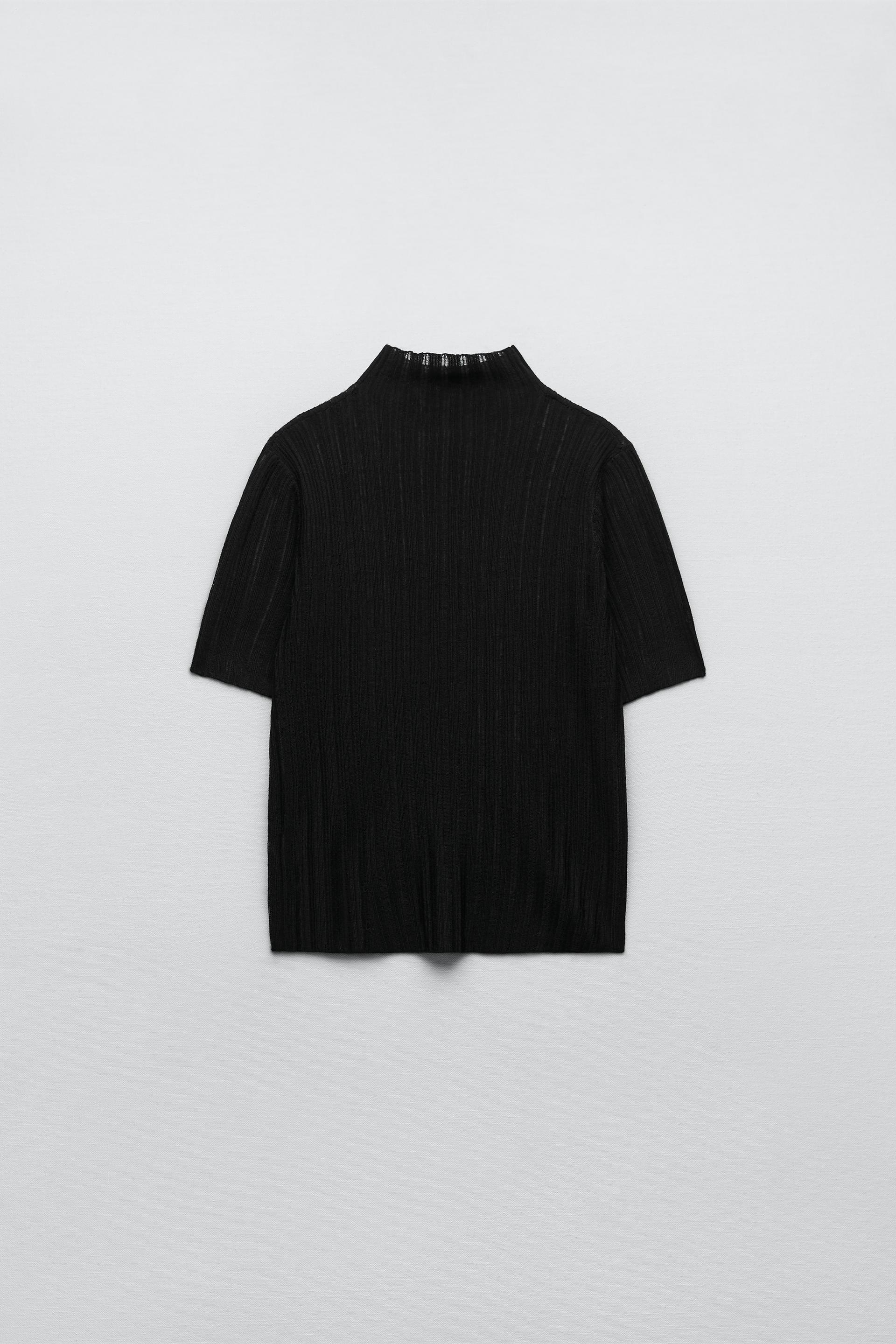 MOCK NECK KNIT TOP - Black | ZARA 