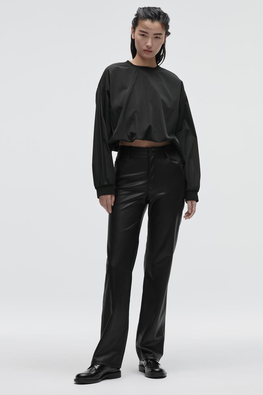 Zara leather zip trousers Clearance