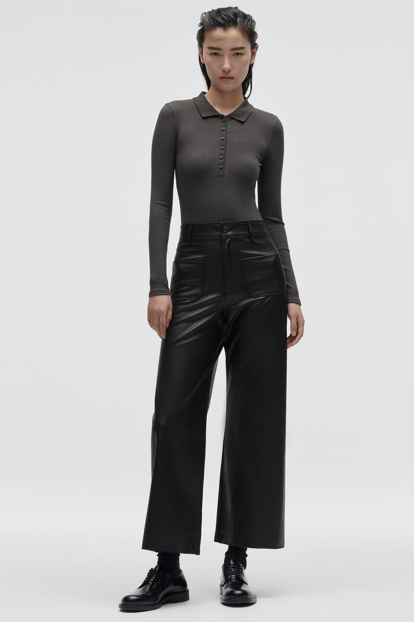 High rise faux leather trousers zara Clearance