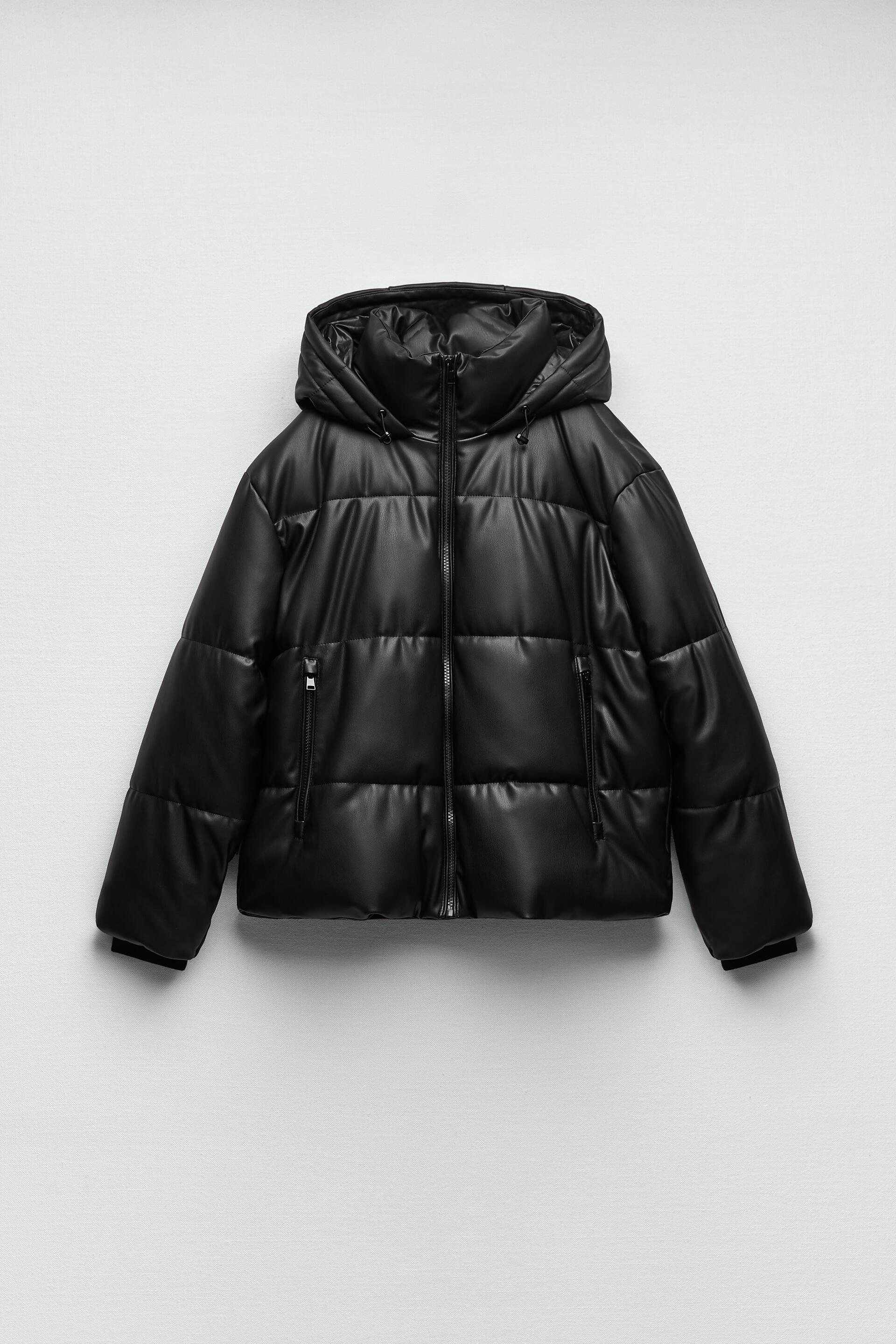 Zara leather coat puffer Clearance