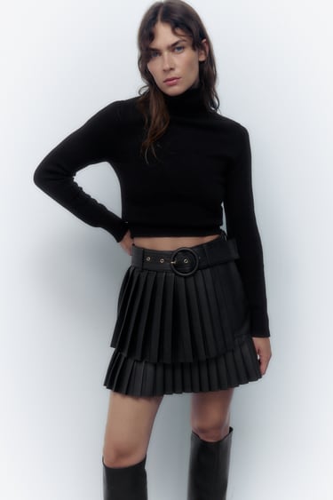 Image 0 of PLEATED FAUX LEATHER SKIRT from Zara