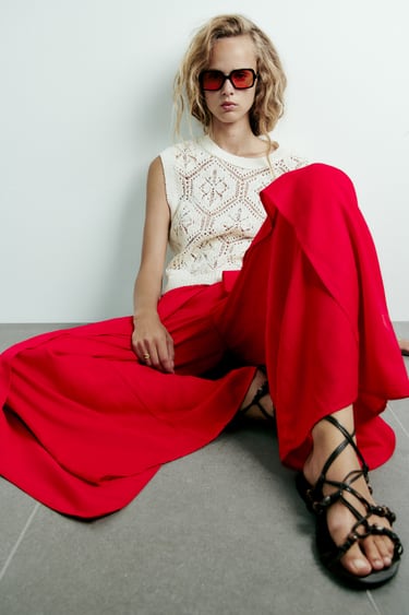 Image 0 of WIDE-LEG WRAP TROUSERS from Zara