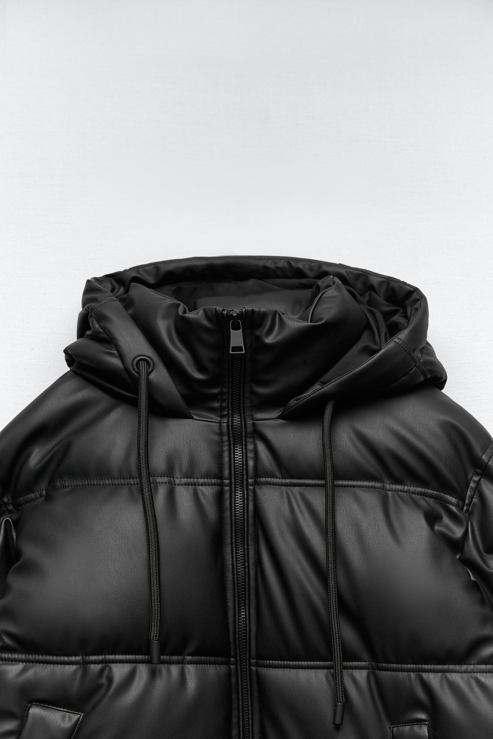 Zara leather coat puffer Clearance