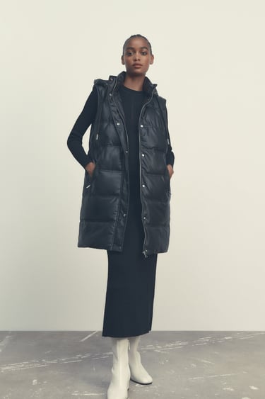 Image 0 of FAUX LEATHER PUFFER VEST from Zara