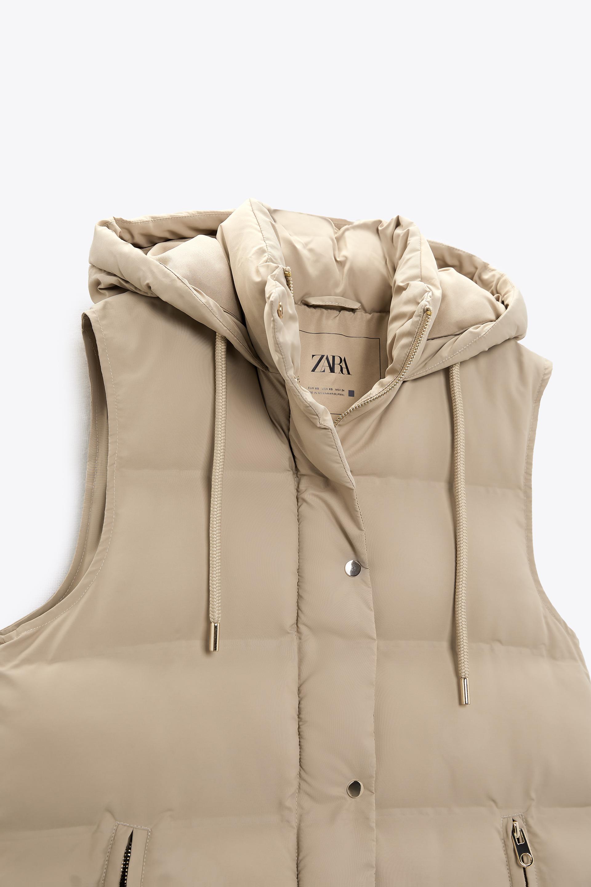 Gilet Long Doudoune Sans Manche Avec Capuche Zara Gilet Long