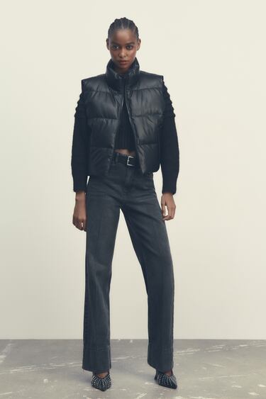 Image 0 of FAUX LEATHER PUFFER GILET from Zara