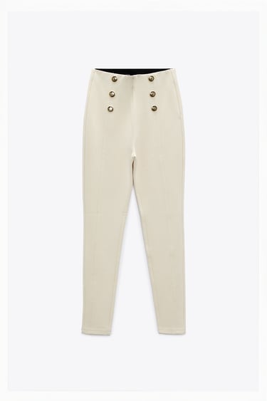 Image 0 of GOLD BUTTON LEGGINGS from Zara