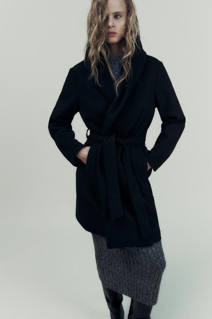 Zara hooded wrap coat Clearance