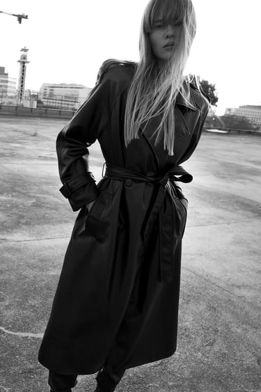 Image 0 of FAUX LEATHER TRENCH WITH BELT from Zara