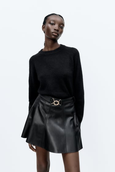 Image 0 of FAUX LEATHER MINI SKIRT from Zara